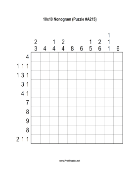 Nonogram - 10x10 - A215 Printable Puzzle