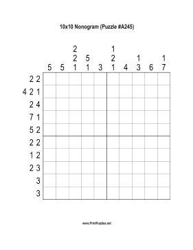 Nonogram - 10x10 - A245 Printable Puzzle