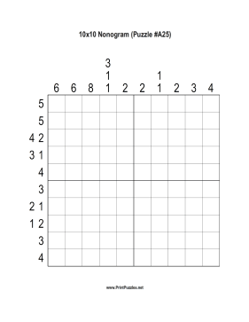 Nonogram - 10x10 - A25 Printable Puzzle