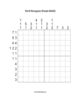 Nonogram - 10x10 - A253 Printable Puzzle