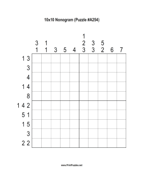 Nonogram - 10x10 - A254 Printable Puzzle