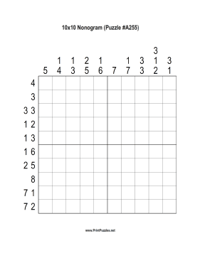 Nonogram - 10x10 - A255 Printable Puzzle