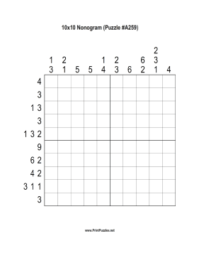 Nonogram - 10x10 - A259 Printable Puzzle