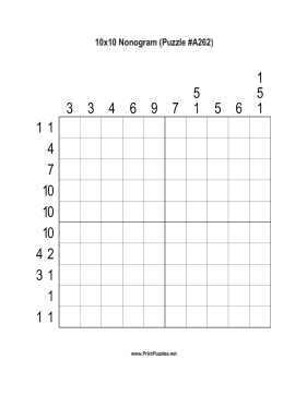 Nonogram - 10x10 - A262 Printable Puzzle