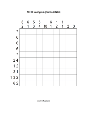 Nonogram - 10x10 - A263 Printable Puzzle