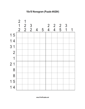 Nonogram - 10x10 - A264 Printable Puzzle