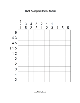 Nonogram - 10x10 - A265 Printable Puzzle