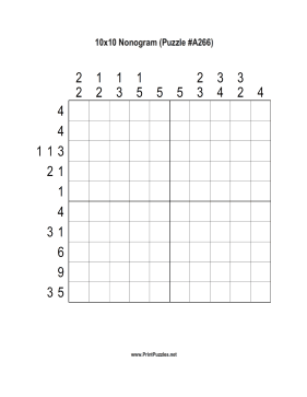 Nonogram - 10x10 - A266 Printable Puzzle