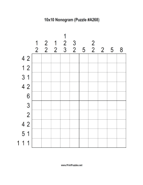 Nonogram - 10x10 - A268 Printable Puzzle