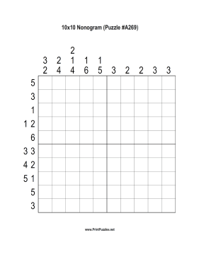 Nonogram - 10x10 - A269 Printable Puzzle