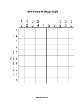 Nonogram - 10x10 - A27 Printable Puzzle
