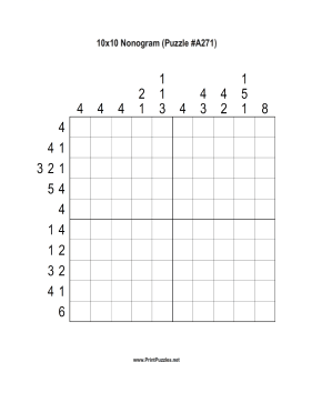 Nonogram - 10x10 - A271 Printable Puzzle