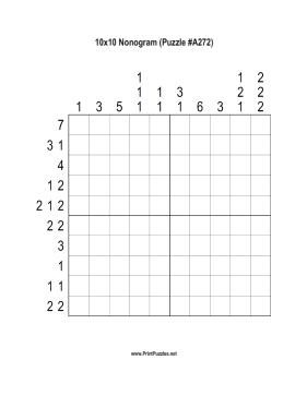 Nonogram - 10x10 - A272 Printable Puzzle