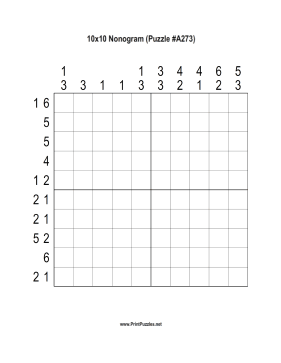 Nonogram - 10x10 - A273 Printable Puzzle