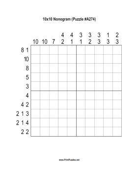 Nonogram - 10x10 - A274 Printable Puzzle
