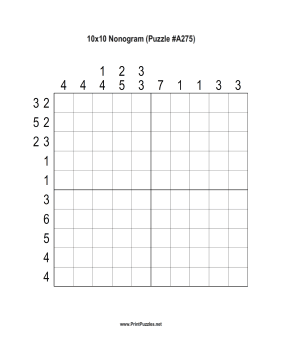 Nonogram - 10x10 - A275 Printable Puzzle