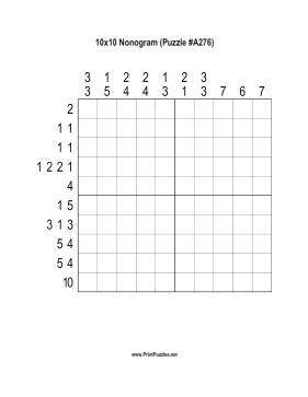 Nonogram - 10x10 - A276 Printable Puzzle