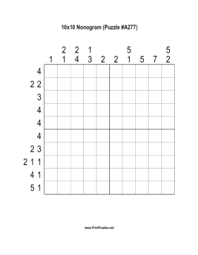 Nonogram - 10x10 - A277 Printable Puzzle