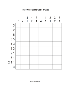 Nonogram - 10x10 - A278 Printable Puzzle