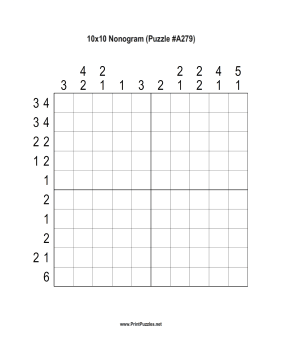 Nonogram - 10x10 - A279 Printable Puzzle