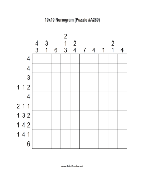 Nonogram - 10x10 - A280 Printable Puzzle