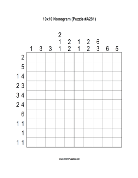 Nonogram - 10x10 - A281 Printable Puzzle