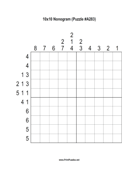 Nonogram - 10x10 - A283 Printable Puzzle