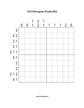 Nonogram - 10x10 - A3 Printable Puzzle