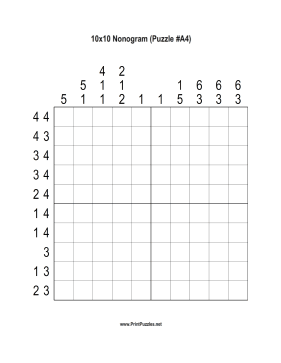 Nonogram - 10x10 - A4 Printable Puzzle