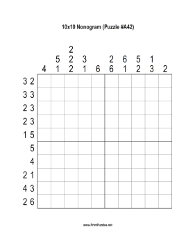 Nonogram - 10x10 - A42 Printable Puzzle