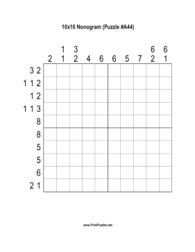 Nonogram - 10x10 - A44 Printable Puzzle