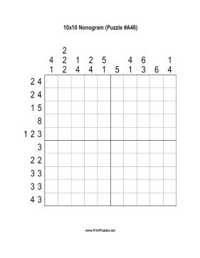 Nonogram - 10x10 - A46 Printable Puzzle