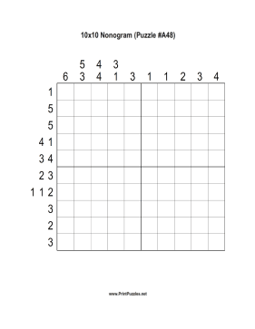 Nonogram - 10x10 - A48 Printable Puzzle
