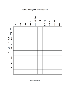 Nonogram - 10x10 - A49 Printable Puzzle