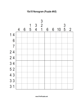 Nonogram - 10x10 - A5 Printable Puzzle