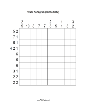 Nonogram - 10x10 - A52 Printable Puzzle