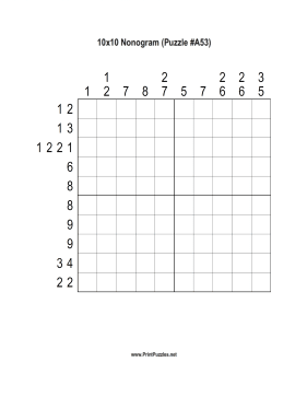Nonogram - 10x10 - A53 Printable Puzzle