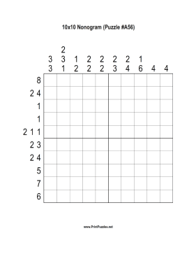Nonogram - 10x10 - A56 Printable Puzzle