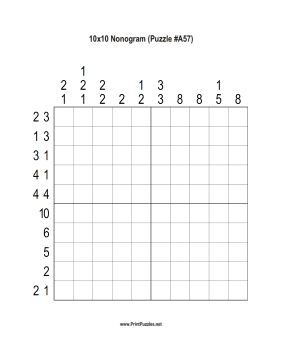 Nonogram - 10x10 - A57 Printable Puzzle