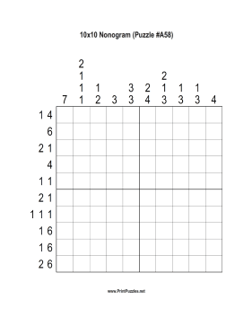 Nonogram - 10x10 - A58 Printable Puzzle