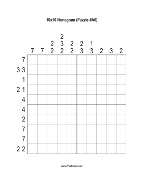 Nonogram - 10x10 - A6 Printable Puzzle