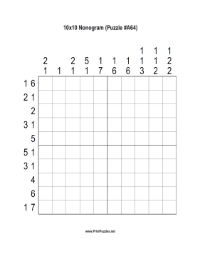Nonogram - 10x10 - A64 Printable Puzzle