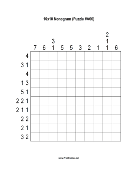 Nonogram - 10x10 - A66 Printable Puzzle