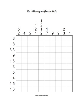 Nonogram - 10x10 - A7 Printable Puzzle