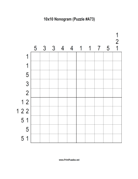 Nonogram - 10x10 - A73 Printable Puzzle