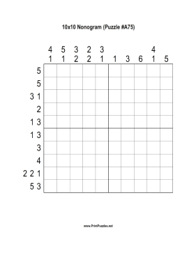 Nonogram - 10x10 - A75 Printable Puzzle