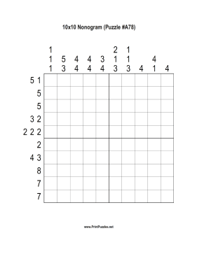 Nonogram - 10x10 - A78 Printable Puzzle