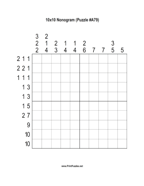 Nonogram - 10x10 - A79 Printable Puzzle