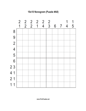 Nonogram - 10x10 - A8 Printable Puzzle