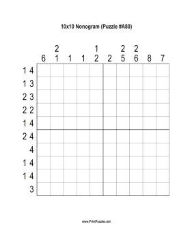 Nonogram - 10x10 - A80 Printable Puzzle